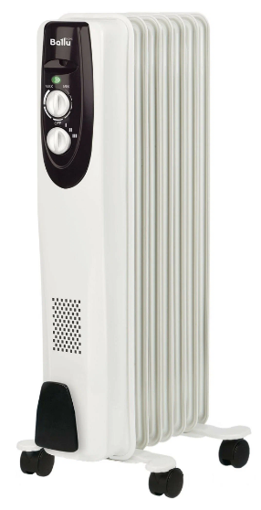 Масляный обогреватель Ballu Classic BOH/CL-07WRN (7 секций), белый, 1500 Вт, 20 м2, термостат
