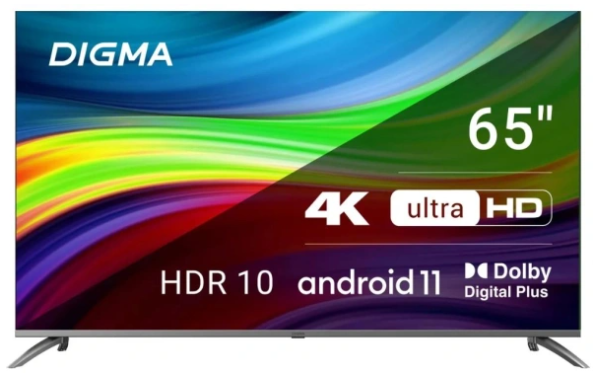 Телевизор Digma 65" DM-LED65UBB41 Metal темно-серебристый LED UHD 60Hz Android TV