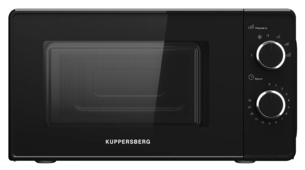 Микроволновая печь KUPPERSBERG TMW 203 B, отдельностоящая, 5 уровней мощности, объем 20 л, гриль, поворотный переключатель, таймер, блокировка от детей, поворотный стол, черный