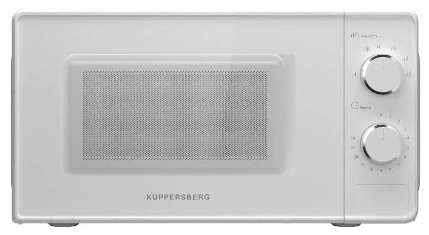 Микроволновая печь KUPPERSBERG TMW 203 W, отдельностоящая, 5 уровней мощности, объем 20 л, гриль, поворотный переключатель, таймер, блокировка от детей, поворотный стол, цвет белый