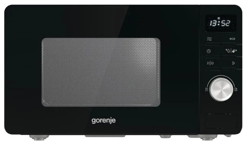 Микроволновая печь Gorenje MO20A3B черный, 20 л, 800 Вт, переключатели - кнопки, поворотный механизм