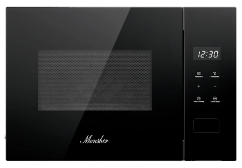 Встраиваемая микроволновая печь MONSHER MMH 1115 Noir, High-Tech, 15 л, мощность 600 Вт, 5 уровней мощности, размораживание, сенсорное управление, черный