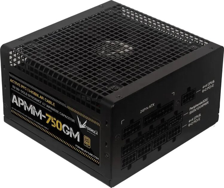 Блок питания Formula APMM-750GM Gen.5 ATX 750W 80+ gold (20+4pin) APFC 120mm fan 8xSATA Cab Manag RTL