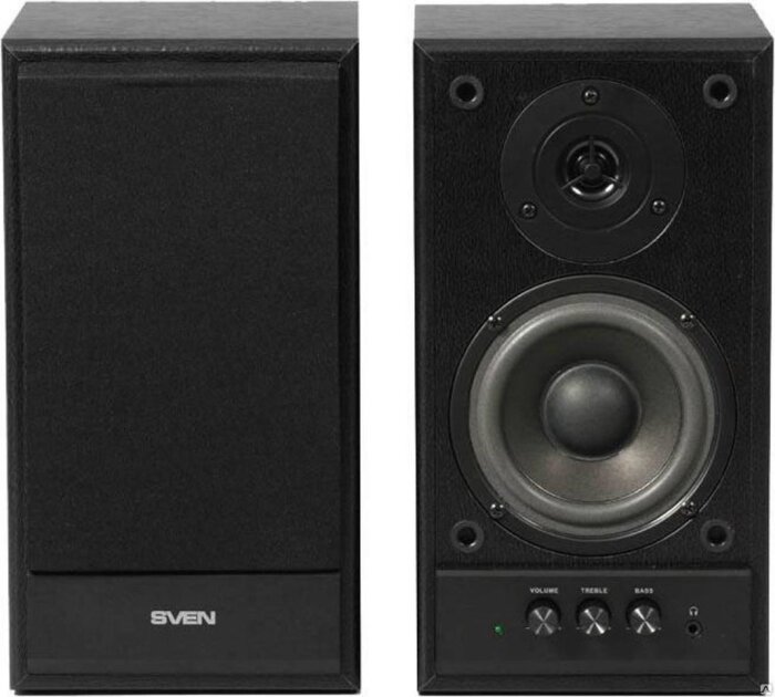 Акустическая система 2.0 SVEN SPS-702 black leather, дерево (MDF), 2 x 20 Вт (RMS), 40Hz - 22 000 Hz