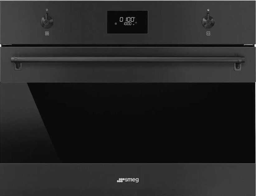 Встраиваемая микроволновая печь SMEG SO4301M0N чёрный матовый, Черное стекло Eclipse