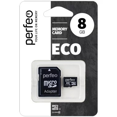 Карта памяти Perfeo microSD 8GB High-Capacity (Class 10) (серия экономи), (Арт. PF8GMCSH10AES)