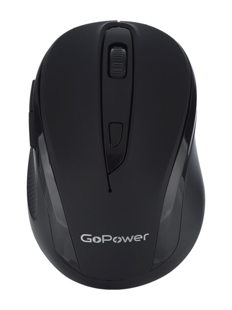 Мышь беспроводная GoPower GPM03 классическая USB бесшумная Soft-Touch черный (1/100)