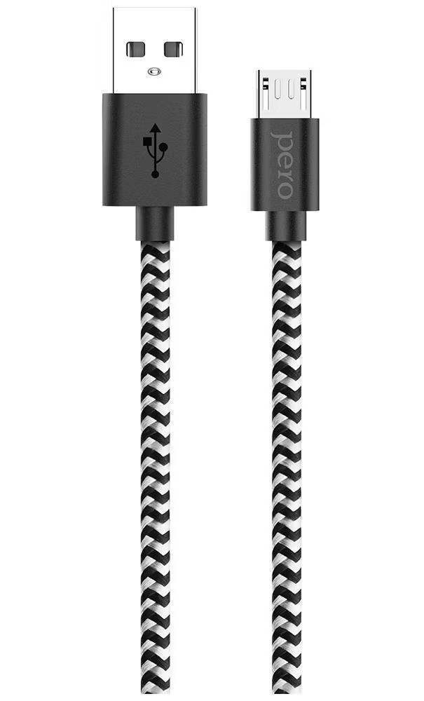 Дата-кабель PERO DC-04 micro-USB, 2А, 2м, Silver-black