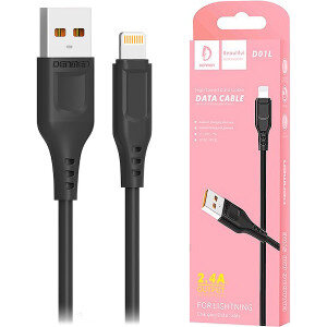 USB-кабель Denmen D01L, Apple 8 pin, пластик, 1.0 м, круглый, белый, фирменная упаковка