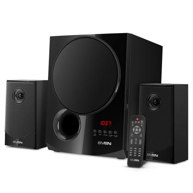 Акустическая система 2.1 SVEN АС MS-2080, черный (70 Вт, Bluetooth, пульт, дисплей, FM, USB, SD)