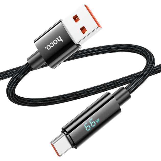 Дата-кабель HOCO U125 Benefit 5A charging data cable with display Type-C 1,2м (черный)