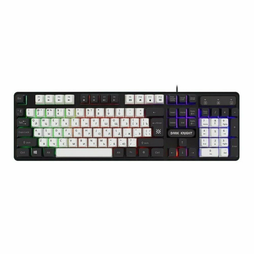 Клавиатура игровая проводная DEFENDER Dark Knight GK-077 45078 ,бело-черная