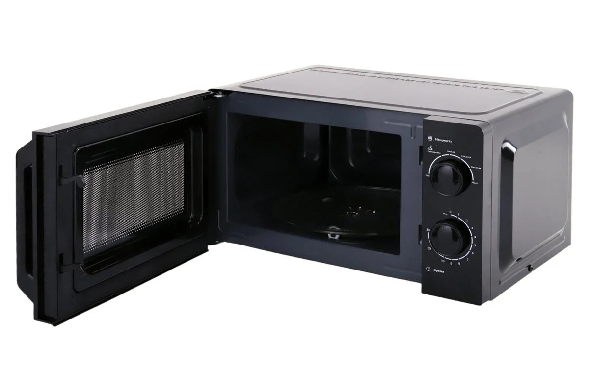 Микроволновая печь SONNEN MW2070BL-6MB, 20л, 700Вт, таймер, механическое управление, ручка, черная