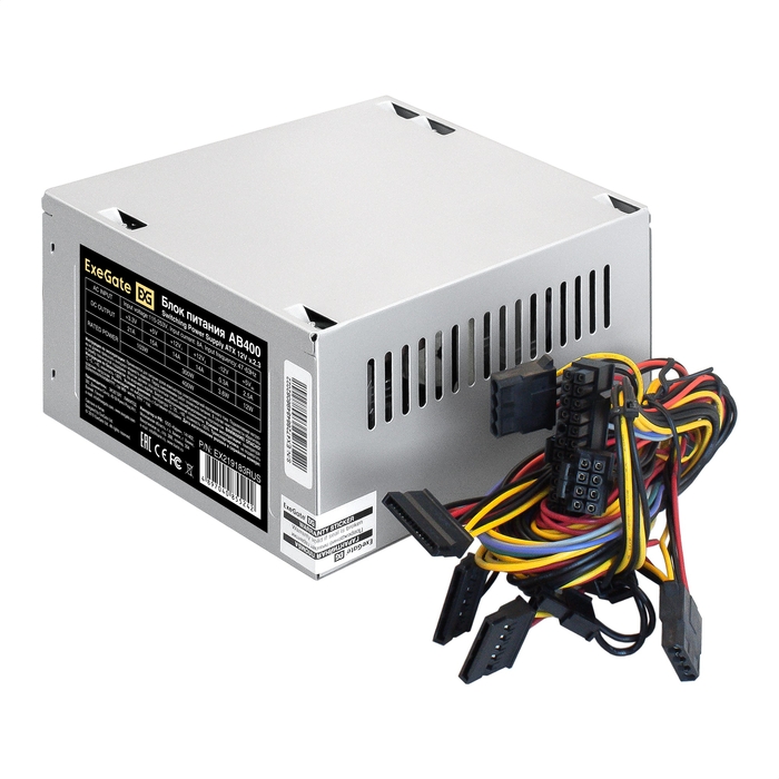 Блок питания Exegate EX219183RUS AB400, ATX, 8cm fan, 24p+4p, 3xSATA, 2xIDE, FDD