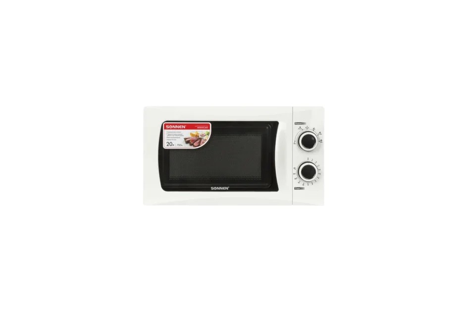 Микроволновая печь SONNEN MW2070H-6MW, 20л, 700Вт, таймер, механическое управление, белая