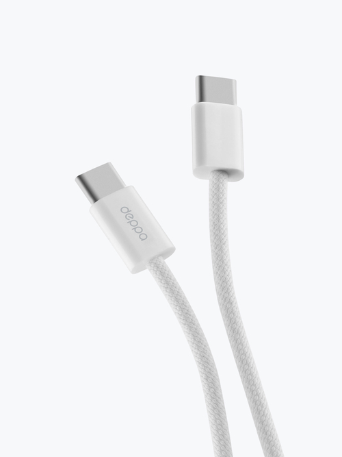 Дата-кабель Original, USB-C - USB-C, 60Вт, 1м, нейлон, белый, Deppa