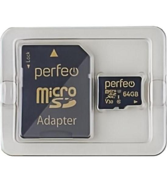 Карта памяти Perfeo microSDXC 64GB High-Capacity (Class 10) UHS-3 V30, (Арт. PF64GMCSX10V30A)