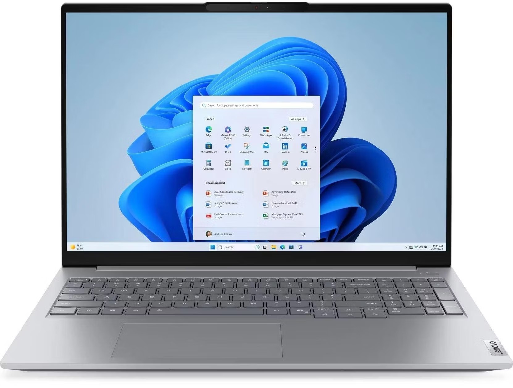 Ноутбук Lenovo Thinkbook 16 G9 IRL (21US000QGQ-Win11Pro) Core 5 210H 16Gb SSD512Gb Intel Graphics 16" IPS WUXGA (1920x1200) grey WiFi BT Cam