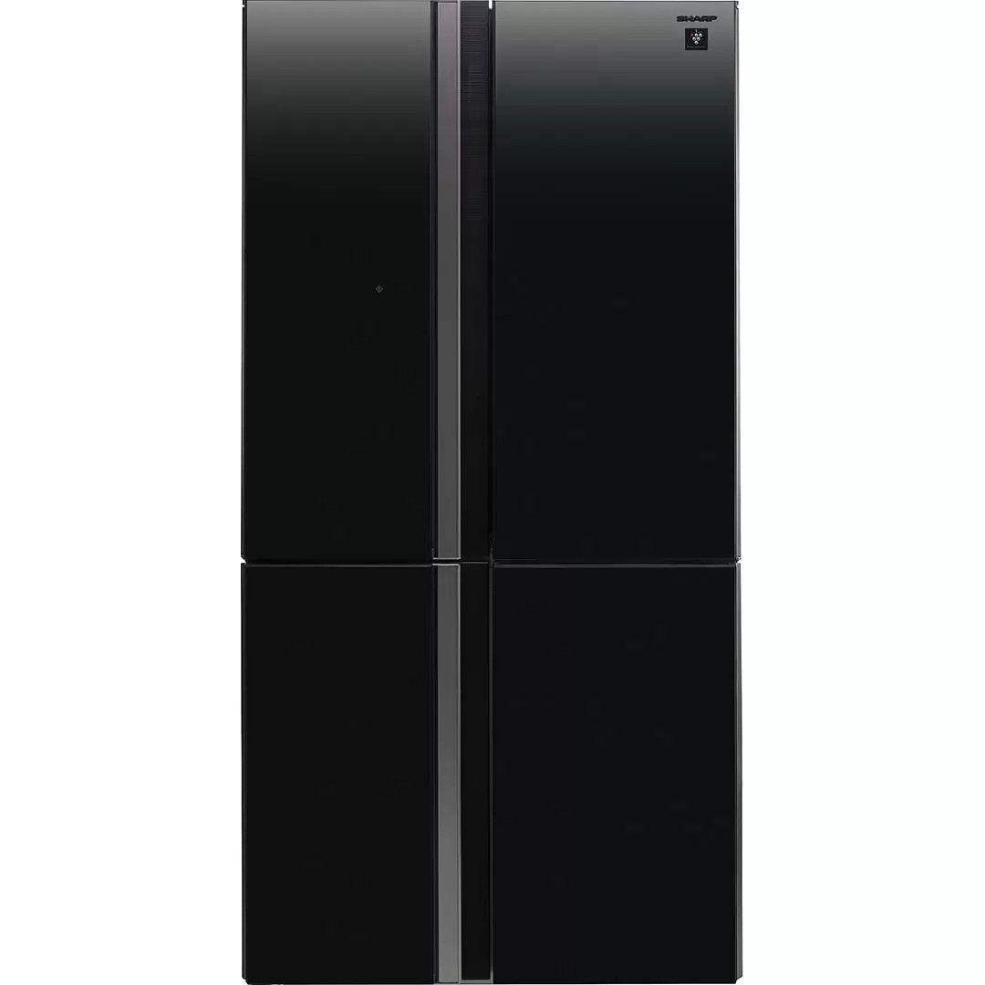 Холодильник Sharp SJ-FS97VBK, черное стекло, Side-by-Side, 183х90х77см, вес 120кг, класс А++, климат класс: SN-T, объем холод камеры 393л, объем мороз камеры 207л, No Frost, 37дБ, производство - Таиланд.