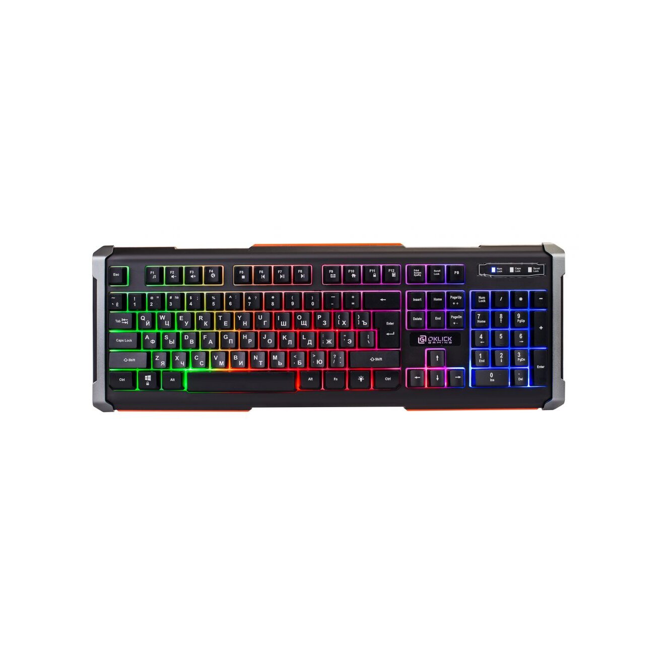 Клавиатура Oklick 710G Black Death черный/серый USB Multimedia for gamer LED