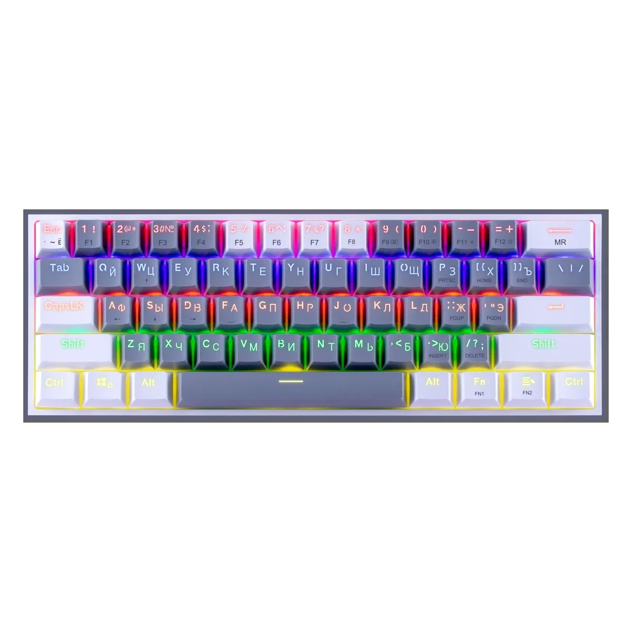 Клавиатура REDRAGON Fizz, Rainbow, 72602 белый + серый