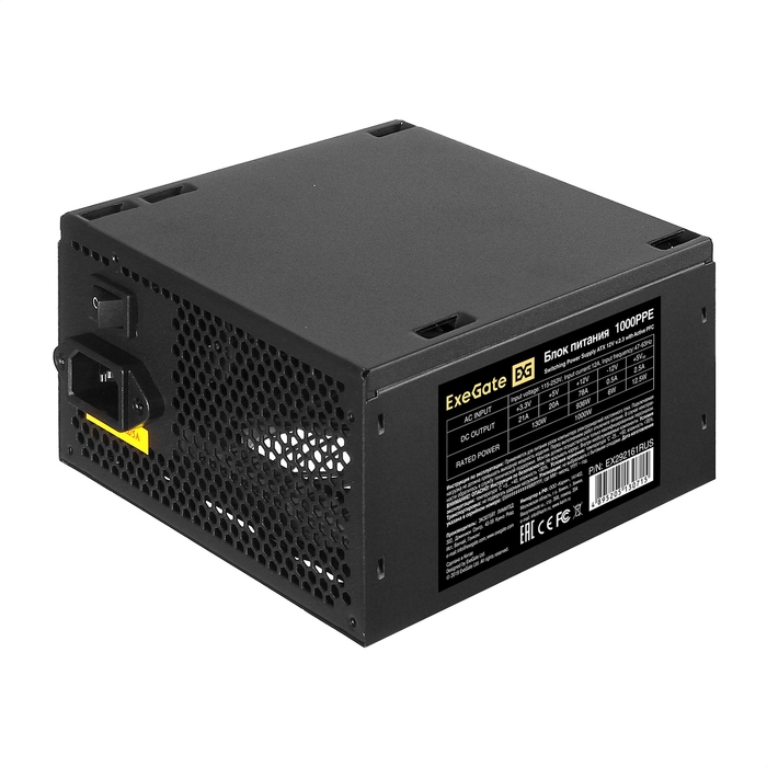 Блок питания ExeGate 1000PPE (EX292161RUS) 1000W (ATX, APFC, (80 Plus), 12cm fan