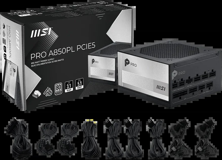Блок питания MSI Pro A850PL PCIE5 (306-7ZPLY) ATX 850W