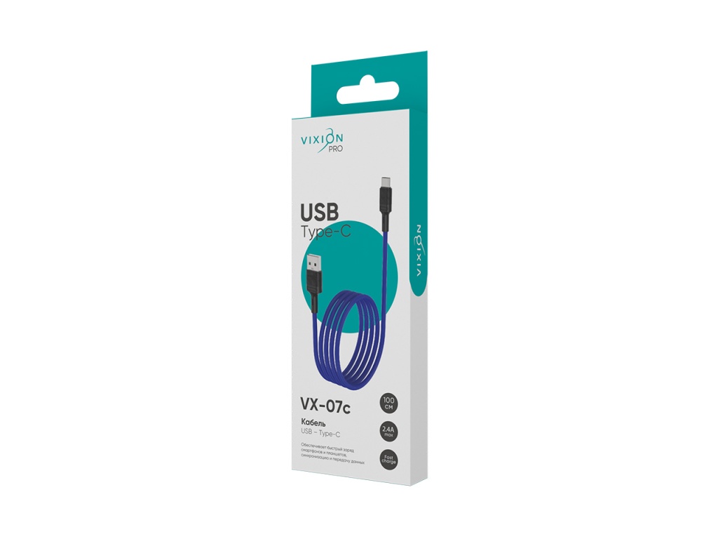 Кабель VIXION Pro VX-07c (01246) USB-Type-C, 1м, синий