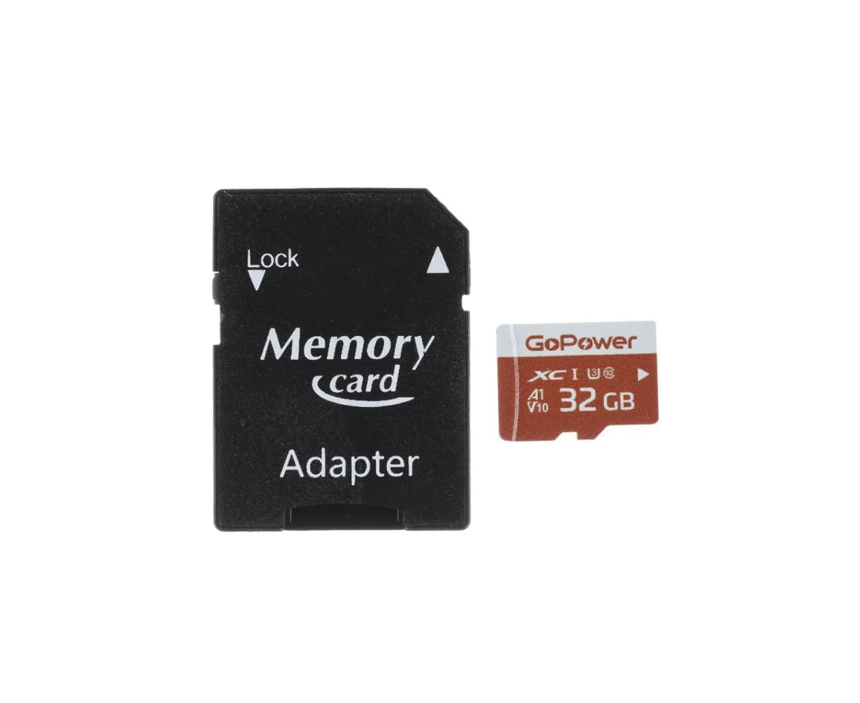 Карта памяти GoPower 00-00025679 microSD 32GB Class10 UHS-I (U3) 80 МБ/сек V10 с адаптером
