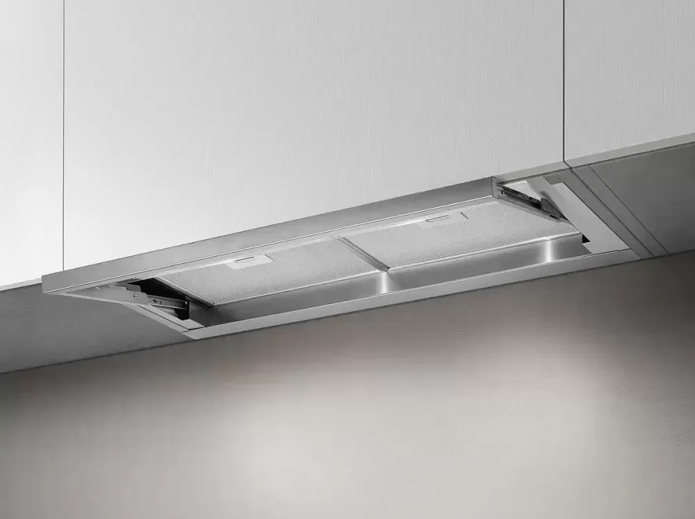Вытяжка ELICA LEVER IX/A/56-PRF0160153 IX/A/56 встраиваемая, 56 см, 1100 куб.м., нержавеющая сталь+стекло