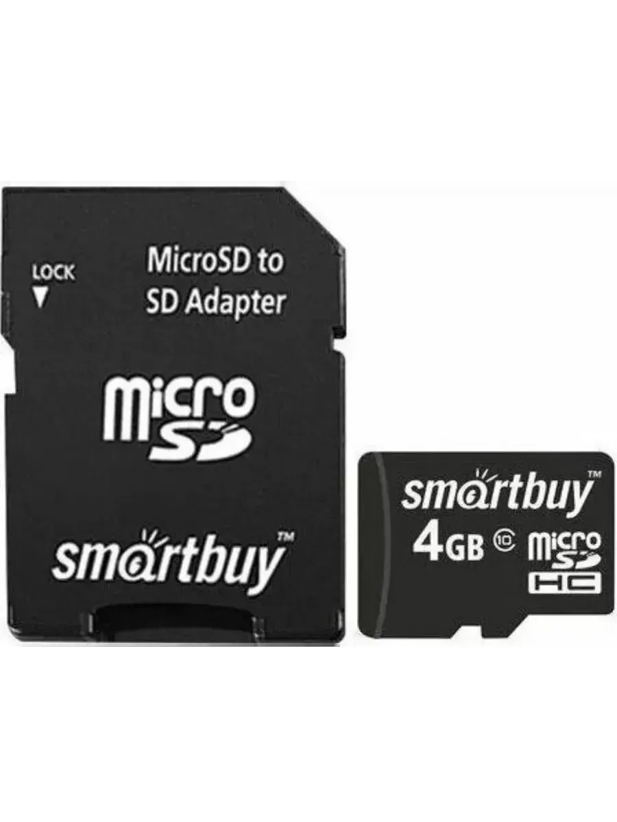 Карта памяти Smart Buy SB4GBSDCL10-01 MicroSD 4GB Class 10 + SD адаптер
