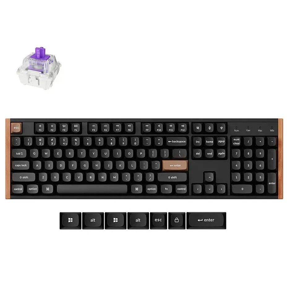 Клавиатура Keychron K10H-F1-RU беспроводная с магнитными переключателями, 104 клавиши, Gateron 2.0 magnetic switch Nebula, RGB, Hot-Swap, Алюминий