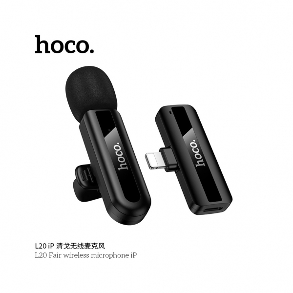 Микрофон HOCO L20C Fair dual-mic wireless microphone(iP/Type-C/3.5) (черный)