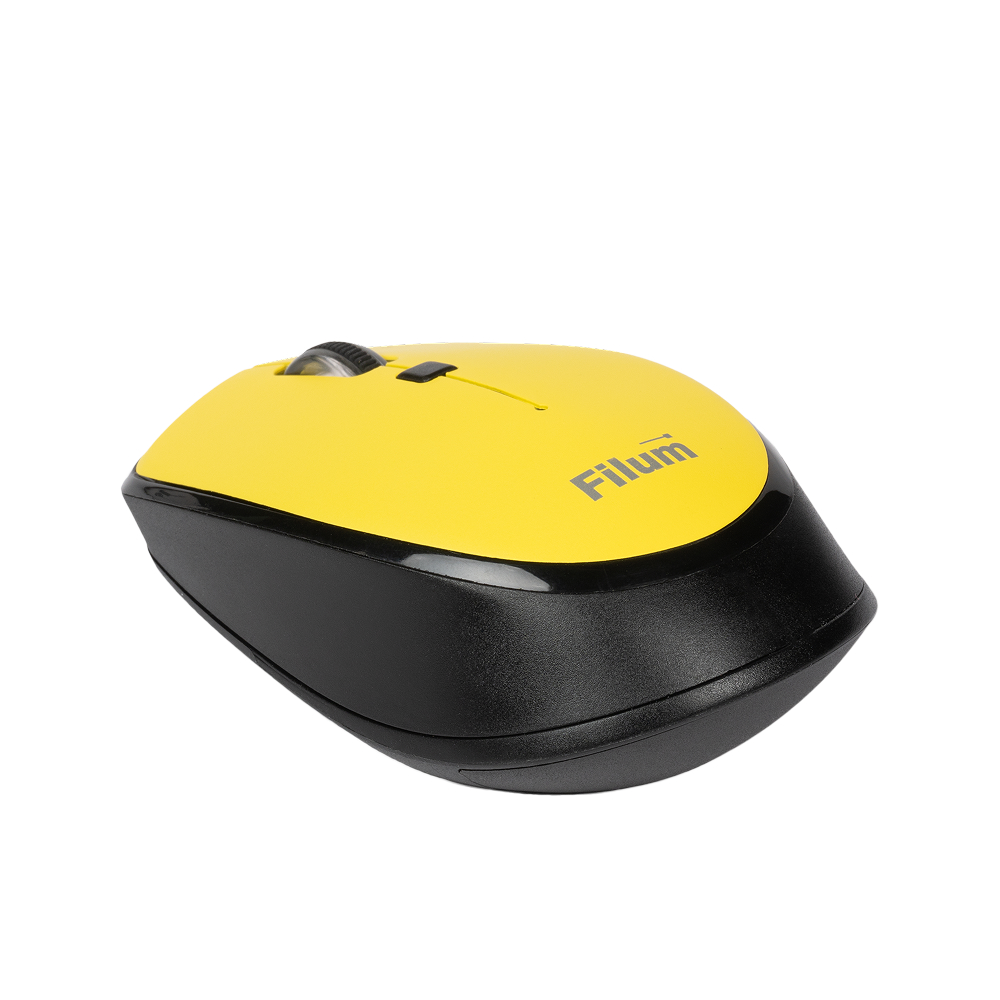 Мышь Filum FL-MW10-YW Wireless оптическая 2.4 ГГц USB 4 кл., DPI 800/1200/1600, питание АА 1 шт., черная, Windows XP/Vista/7/8/10, MacOS