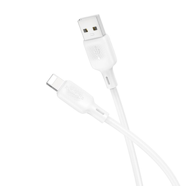 Дата-кабель BOROFONE BX113 Lenny silicone charging data cable iP(L=1M) (белый)