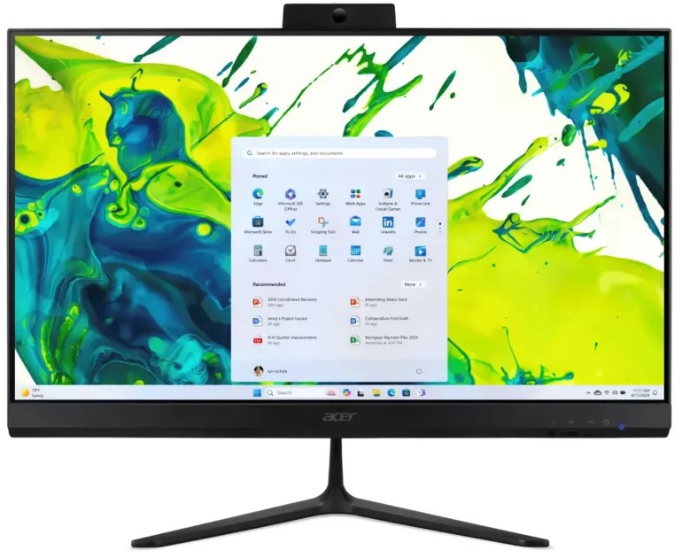 Моноблок Acer Aspire C27B-GARL (DQ.BT0CD.002) Full HD Core Ultra 5 225U (1.3) 16Gb SSD512Gb Graphics Eshell GbitEth WiFi BT клавиатура мышь Cam черный