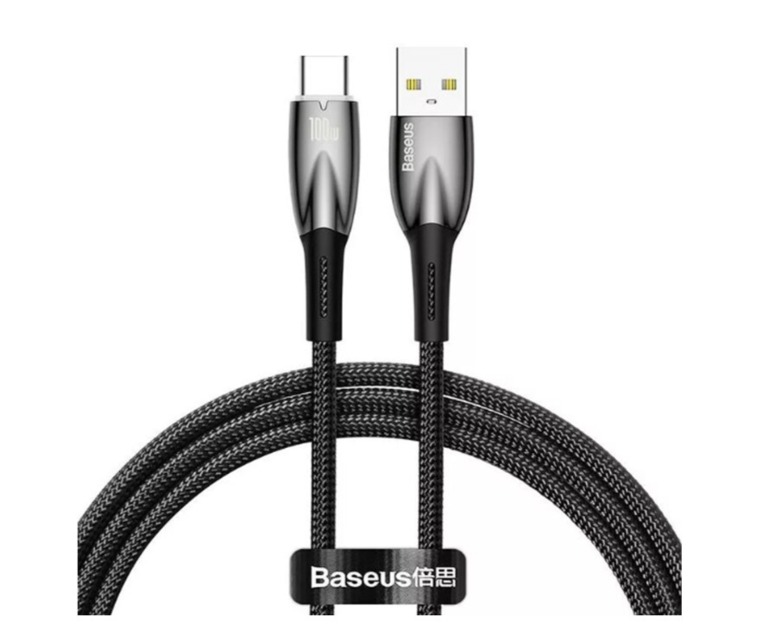 Кабель Baseus CADH000401 USB-Type-C Glimmer Series 100W 1м чёрный