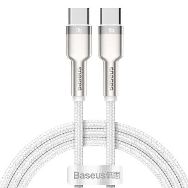Дата-кабель Baseus Cafule (CATJK-D02) Metal Type-C to Type-C 100W 2m White