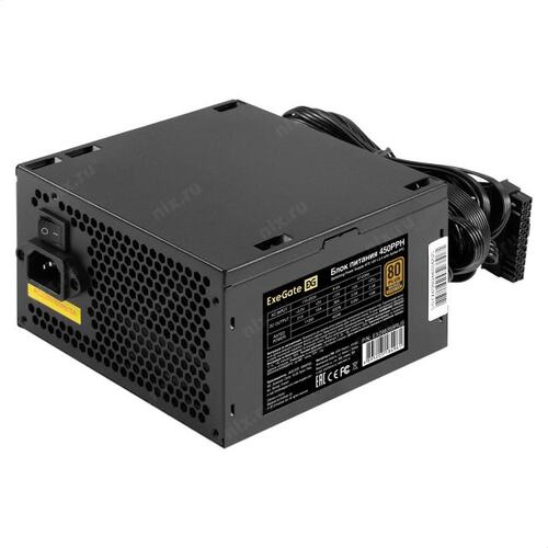 Блок питания Exegate 450PPH-OEM (EX298359RUS-OEM) 450W (ATX, APFC, КПД 88 пр(80 plus Bronze), 12cm fan, 24pin)