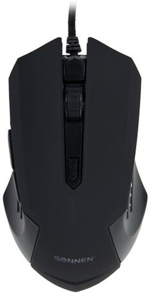 Мышь проводная SONNEN I3 (513523) пластик, 6 кнопок, 800-3200 dpi, LED-подсветка, черная
