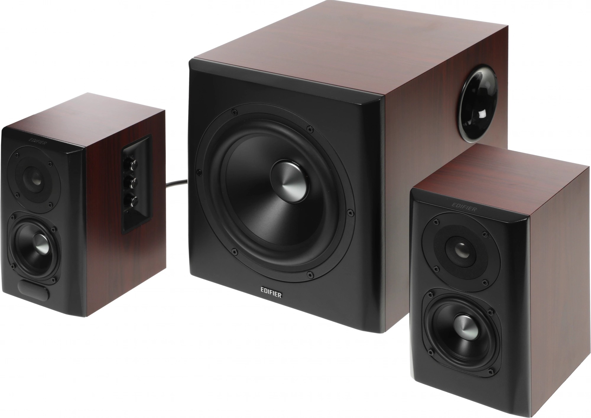 Колонки Edifier S355DB Brown 2 сат (40Вт + 40Вт) + сабвуфер 70Вт, 150W RMS, 40-20000Гц, HDMI eARC, USB Type-C, оптический, RCA, Bluetooth V6.0