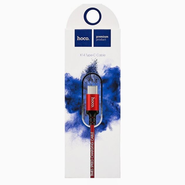 Кабель USB - Type-C Hoco X14 Times Speed (100 см) (red/black)