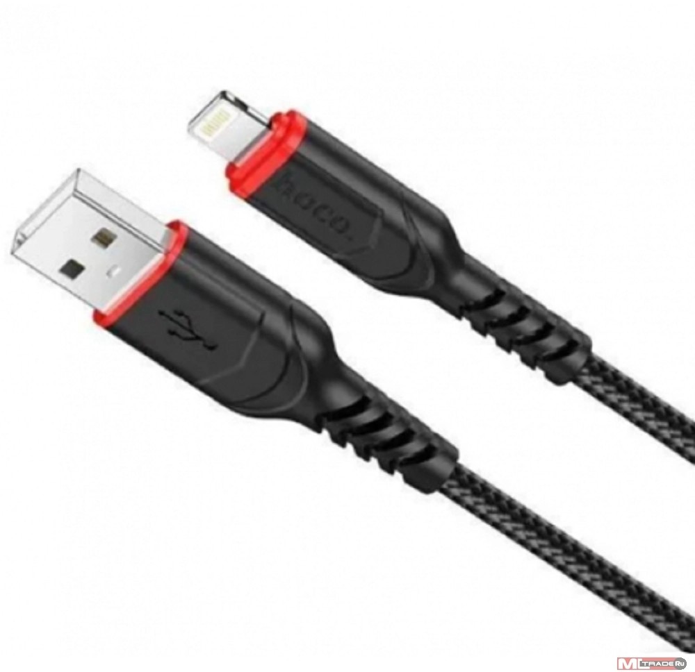 Кабель HOCO X59/ USB  Lightning/ 2m/ 2.4A/ Нейлон/ Черный, (Арт. HC-94055)