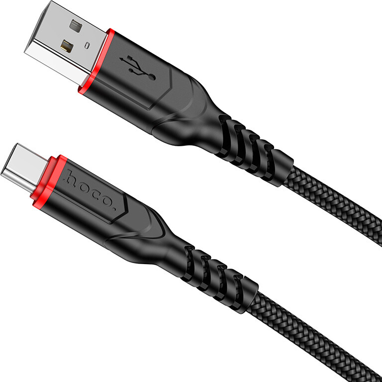 Кабель HOCO X59/ USB  Type-C/ 2m/ 2.4A/ Нейлон/ Черный, (Арт. HC-94116)