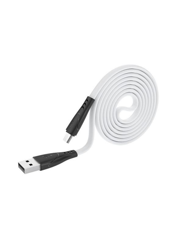 Кабель HOCO X42 Soft USB-Micro 1.0м, плоский, 2.4A, силикон, огнестойкий оранжевый