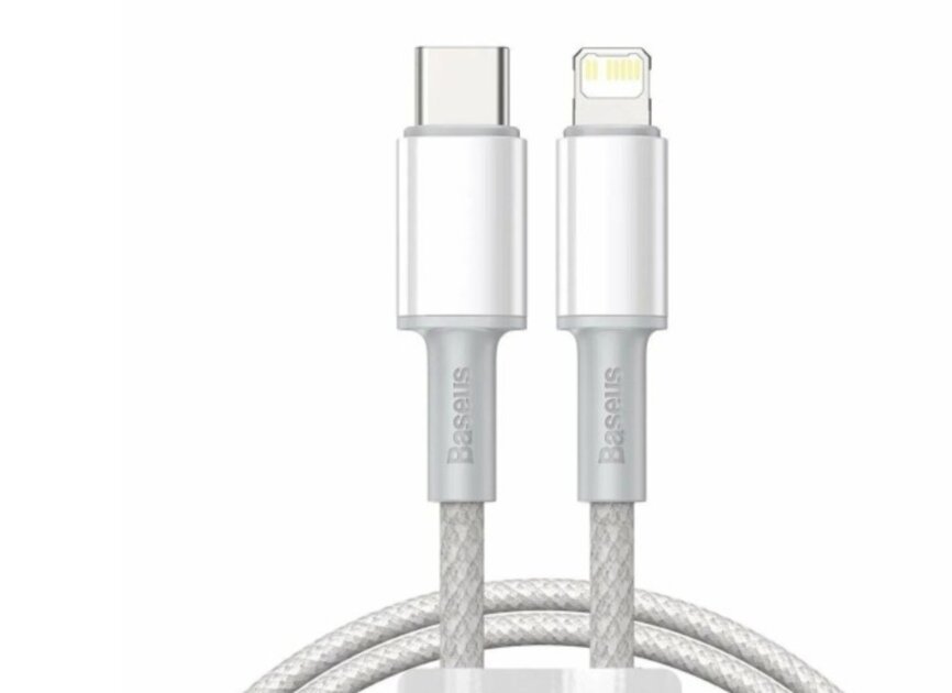 Кабель Baseus CATLGD-A02 High Density Braided Fast Charging Data Cable Type-C to iP PD 20W 2m White