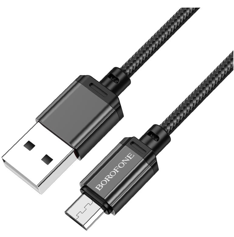 Кабель BOROFONE BX87/ USB  Micro/ 1m/ 2.4A/ Нейлон/ Черный, (Арт. B-89029)