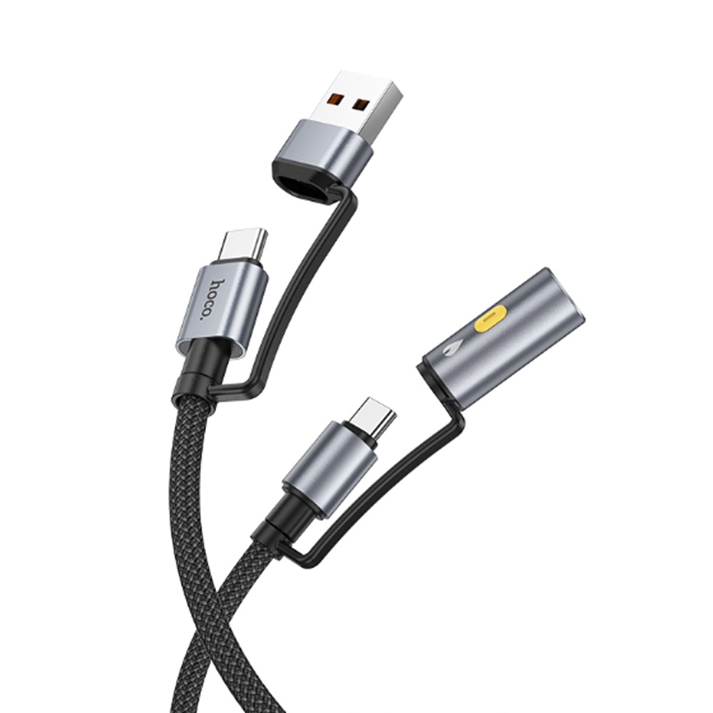 Кабель HOCO U138 Type-C/USB-Type-C/прикуриватель 1.2м, 3A, 60Вт чёрный
