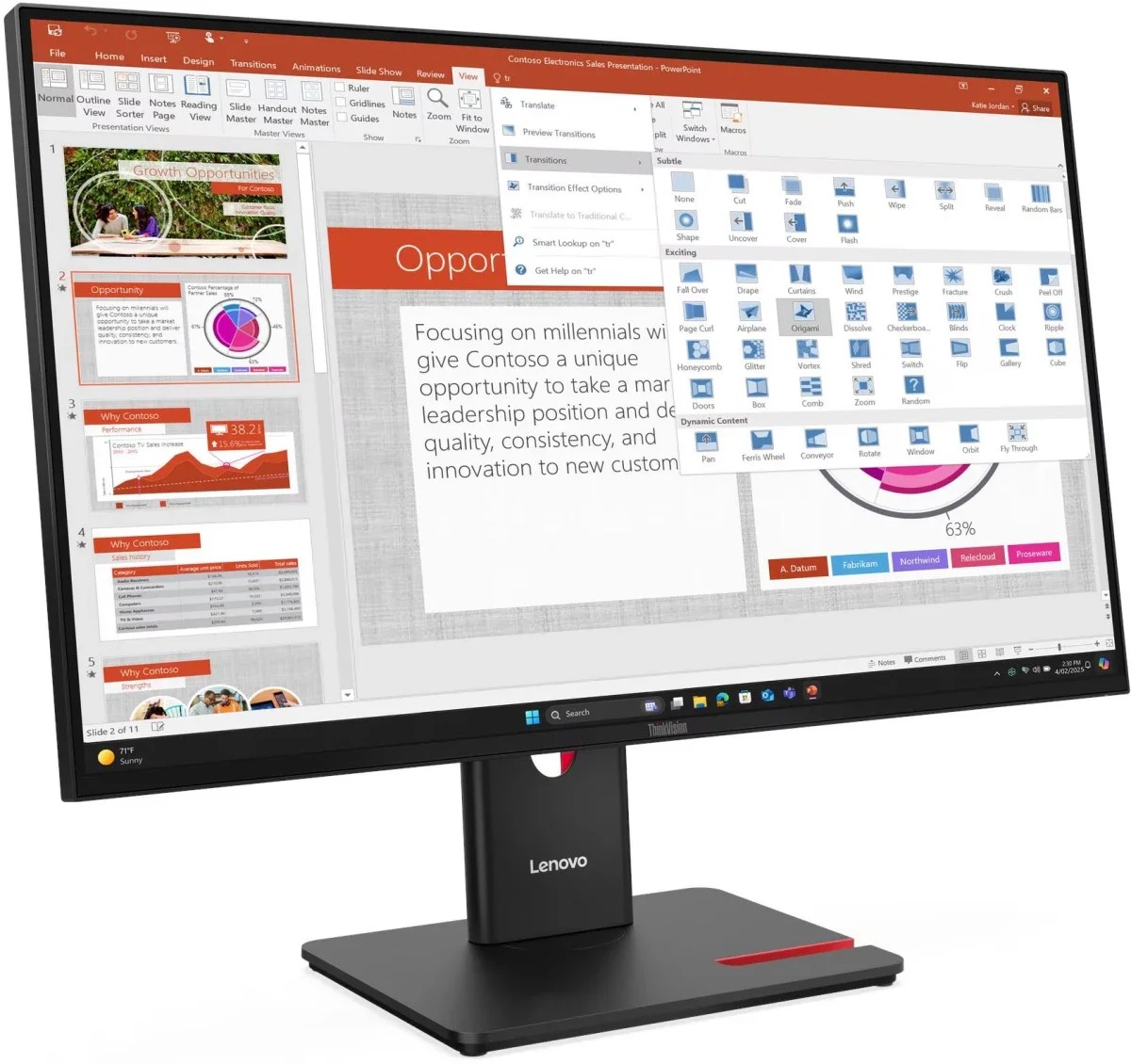 Монитор Lenovo T27-40 (64A5MAR6CB) 16:9, IPS, FHD, 4ms, 300cd, 120Hz, VGA, HDMI, DP, USB, USB-C, HAS
