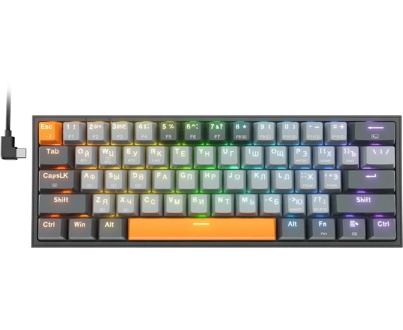 Клавиатура REDRAGON Fizz Pro, RGB, maple switches темно-серый (72601)